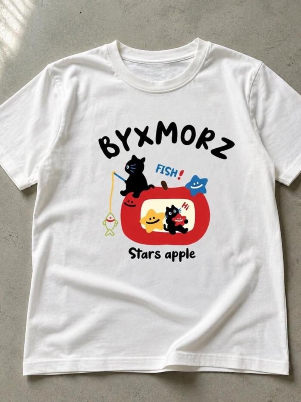 Gildan White BYXMORZ Fishing Cat Kawaii Aesthetic Tee